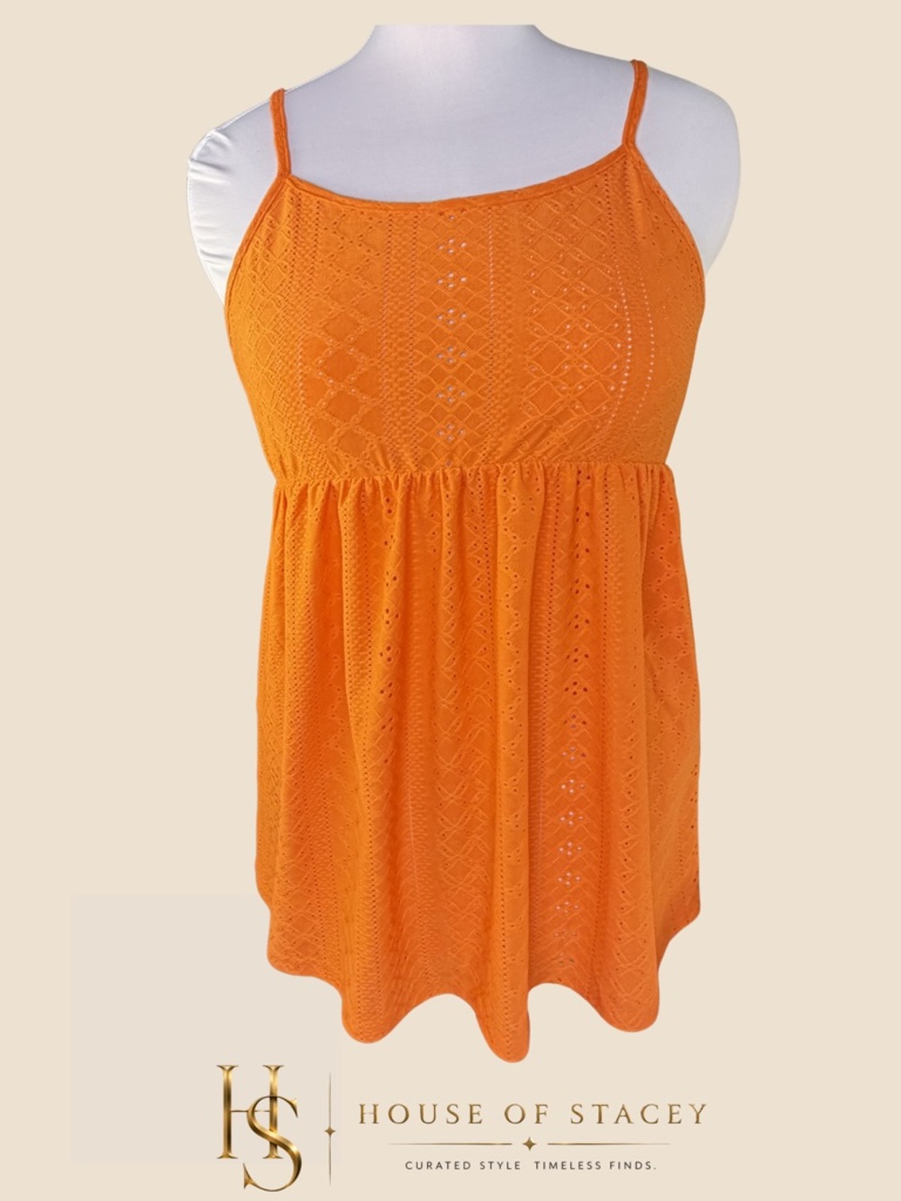 Orange Eyelet Spaghetti-Strap Cami XL